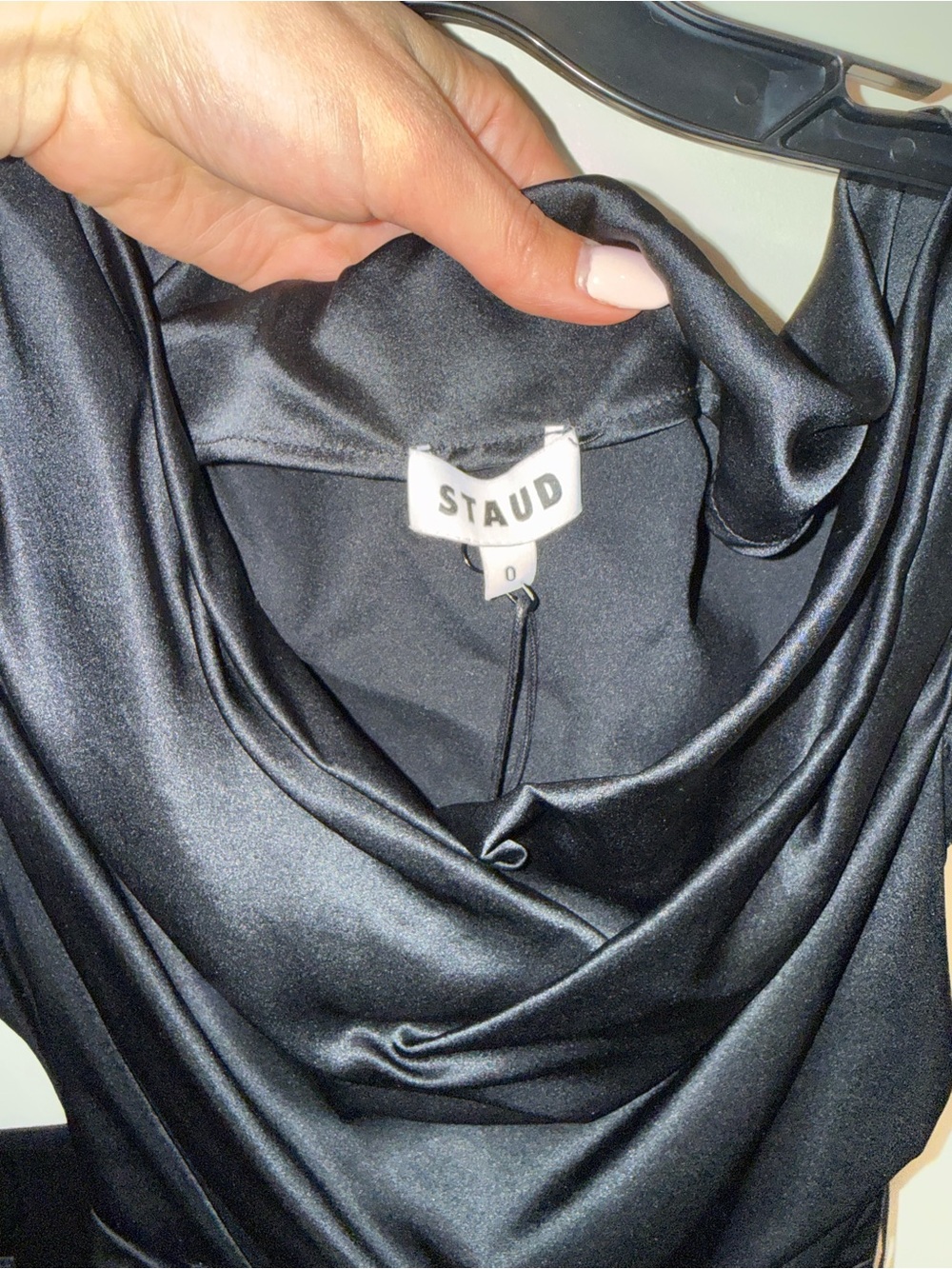 STAUD Phare draped silk-blend midi dress In Black US 0 $695 - Picture 4 of 9